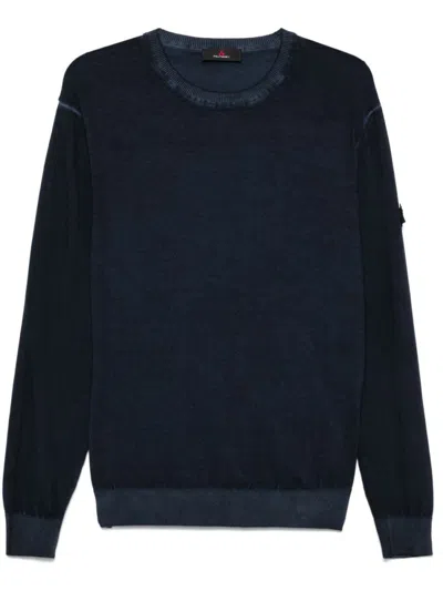 Peuterey Navy Blue Crew Neck Sweater In Black