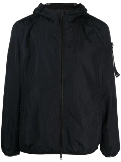 PEUTEREY NAVY BLUE DRAWSTRING HOOD JACKET