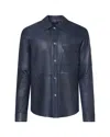 Peuterey Navy Blue Solid Shirt Collar Jacket In Blue