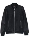 Peuterey Blue Suede Leather Jacket In Black