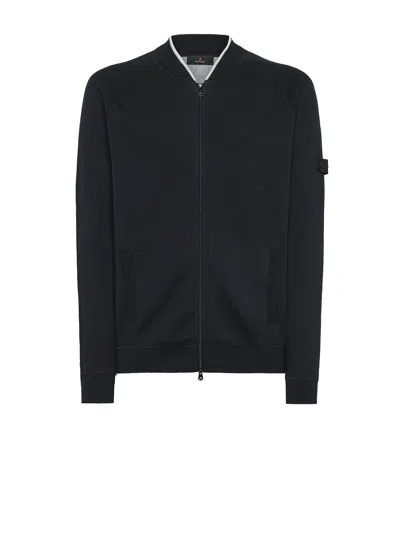 Peuterey Navy Blue Zip Up Sweater In Black