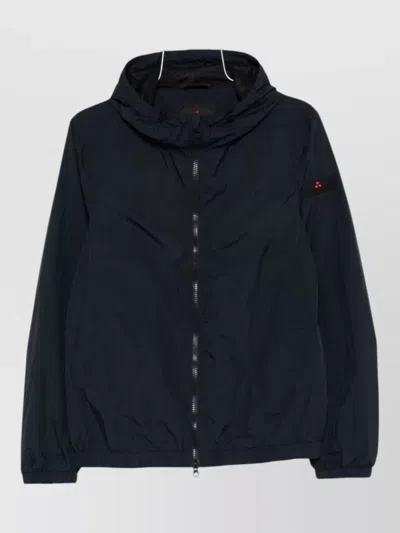 Peuterey Nigle Hooded Blouson Jacket Elasticated Cuffs In Blue