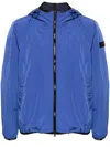 Peuterey Crinkle-effect Windproof Jacket With Adjustable Hood In Blue