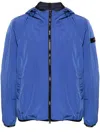 Peuterey Crinkle-effect Windproof Jacket With Adjustable Hood In Blue