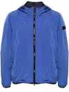 Peuterey Crinkle-effect Windproof Jacket With Adjustable Hood In Blue