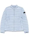 Peuterey Quilted Silver Jacket With Stand-up Collar In Clear Blue
