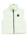 Peuterey White Padded High-neck Vest With Zip In Green