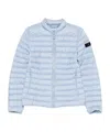 Peuterey Quilted Silver Jacket With Stand-up Collar In Blue