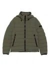 Peuterey Padded Green Jacket With Horizontal Quilting In Green