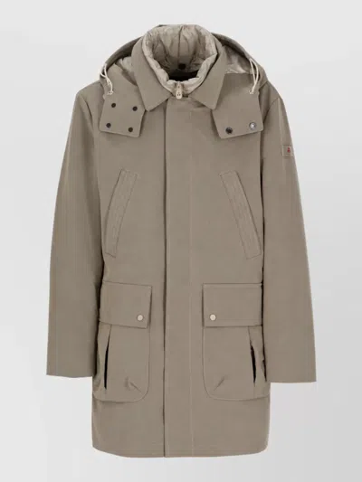Peuterey Hooded Multi-pocket Coat In Brown