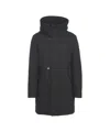 Peuterey Mid-length Parka With Adjustable Drawstring Hood In Black