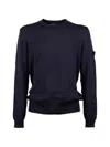Peuterey Solid Blue Sweater With Round Neckline In Blue