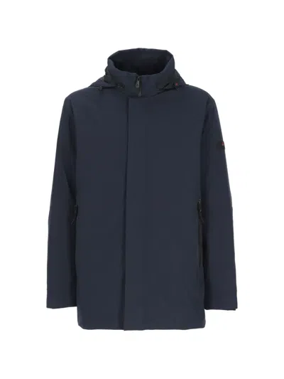 Peuterey Peebles 01 Hooded Zip-up Coat In Blue