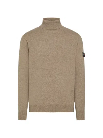 Peuterey Peline 02 Roll-neck Logo-patch Sweater In Neutral
