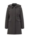 Peuterey Black Coat With Hood In Black
