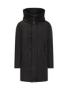 Peuterey Black Parka With Hood And Button Closure In Black