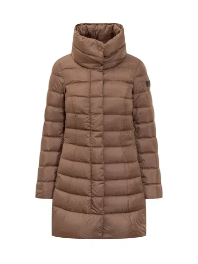 PEUTEREY PEUTEREY PEUTEREY BROWN DOWN JACKET WITH HIGH COLLAR