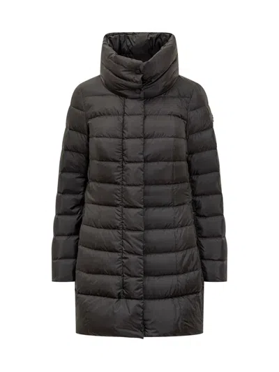 Peuterey Brown Hooded Down Jacket In Black