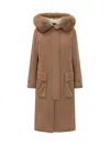 Peuterey Brown Parka With Fur Hood In Brown