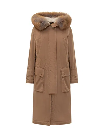 Peuterey Brown Parka With Fur Hood