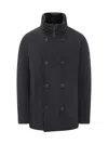 Peuterey Double-breasted Coat In Technical Fabric In Black