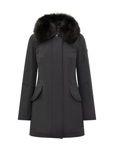 Peuterey Fur Hooded Coat In Black