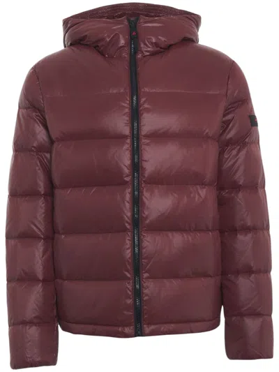 Peuterey Logo Patch Zip-up Down Jacket In Red