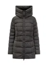 Peuterey Long Black Hooded Down Jacket In Black