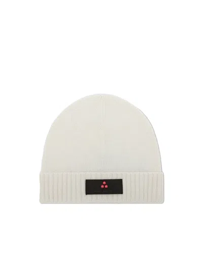 Peuterey Pex0179 Wool And Cashmere Blend Beanie In White