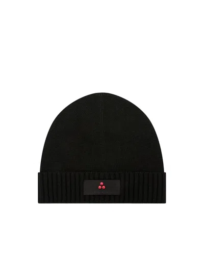 Peuterey Pex0179 Wool Blend Ribbed Beanie In Black