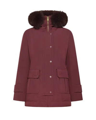 Peuterey Plum Red Buriram Srtr Grs Fur Recycled Jacket In Burgundy