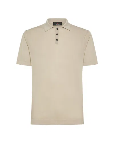 Peuterey Polo Classica In Tricot Di Cotone Beige In Toni Neutri