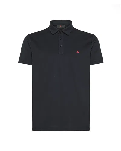Peuterey Polo Mezzola Blu In Piquet In Blue