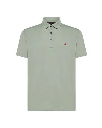 Peuterey Polo Mezzola Verde In Piquet In Green
