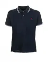 PEUTEREY BLUE POLO SHIRT WITH CONTRASTING LOGO