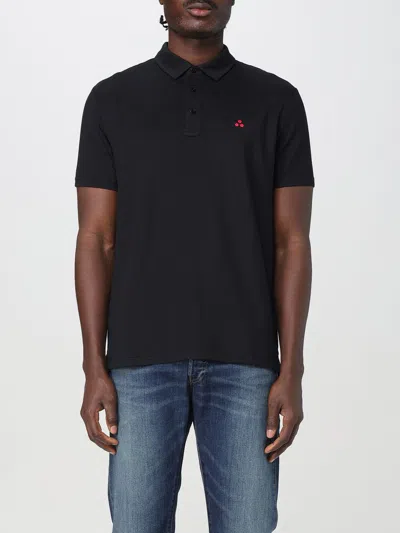 Peuterey Man Polo Shirt Black Size S Cotton In Blue