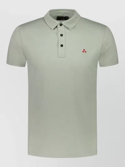 Peuterey Polo Shirt Straight Cut Short Sleeves Collar In Green