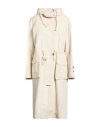 Peuterey Première Woman Overcoat & Trench Coat Ivory Size 6 Cotton, Linen In Neutral