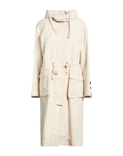 Peuterey Première Woman Overcoat & Trench Coat Ivory Size 6 Cotton, Linen In Neutral