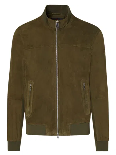 Peuterey Premium Leather Men's Coat In Green