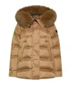 Peuterey Puffer Jacket With Fur Trim In Brown