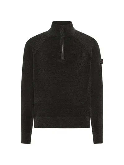 Peuterey Maglia Mezza Zip Grigio Scuro In Black