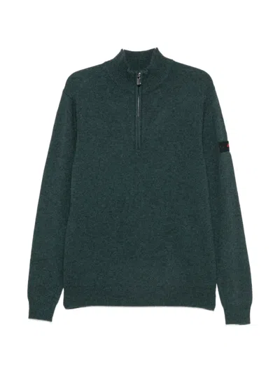 Peuterey Quarter-zip Logo-patch Sweater In Green