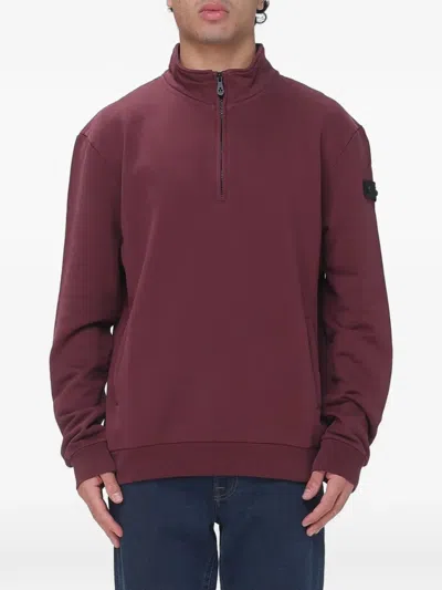 Peuterey Quarter-zip Logo-patch Sweater In Red