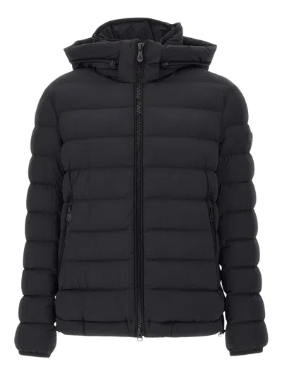 Peuterey Quilted Down Jacket With Hood And Zippered Pockets In Black