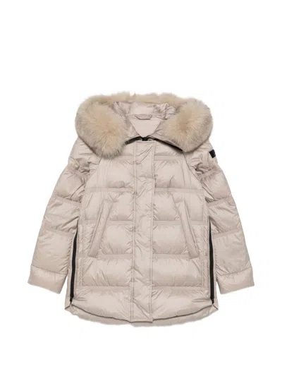 Peuterey Quilted Fur-trim Down Jacket In Neutral
