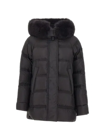 Peuterey Quilted Fur-trimmed Down Jacket In Black