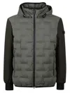 Peuterey Quilted Green Hooded Jacket With Contrasting Sleeves In Gray
