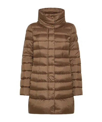 Peuterey Quilted High-neck Coat In Brown