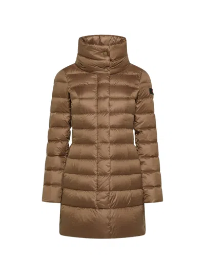 Peuterey Quilted High-neck Coat In Brown